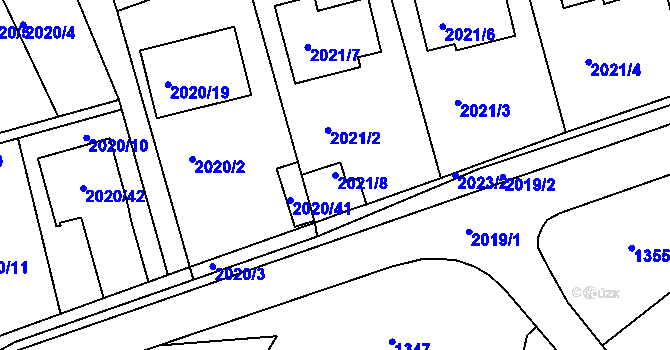 Parcela st. 2021/8 v KÚ Kaplice, Katastrální mapa