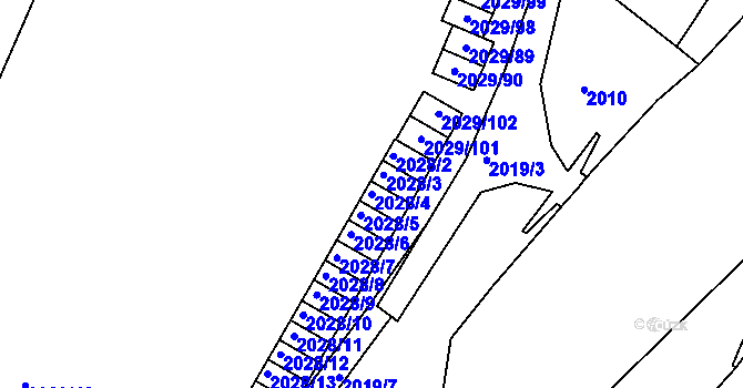 Parcela st. 2028/4 v KÚ Kaplice, Katastrální mapa