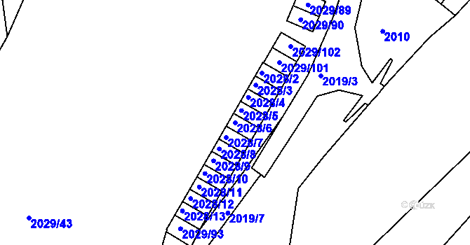 Parcela st. 2028/6 v KÚ Kaplice, Katastrální mapa