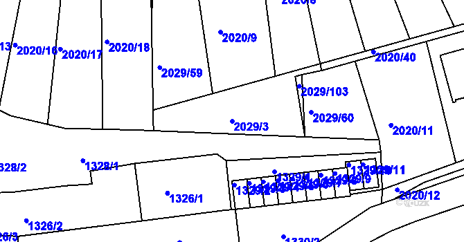 Parcela st. 2029/3 v KÚ Kaplice, Katastrální mapa