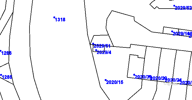Parcela st. 2029/4 v KÚ Kaplice, Katastrální mapa