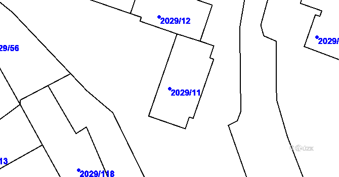 Parcela st. 2029/11 v KÚ Kaplice, Katastrální mapa