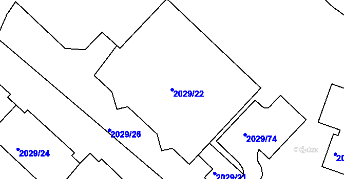 Parcela st. 2029/22 v KÚ Kaplice, Katastrální mapa