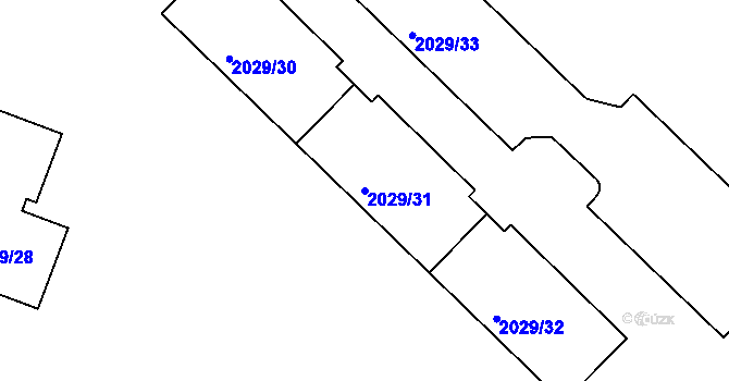 Parcela st. 2029/31 v KÚ Kaplice, Katastrální mapa