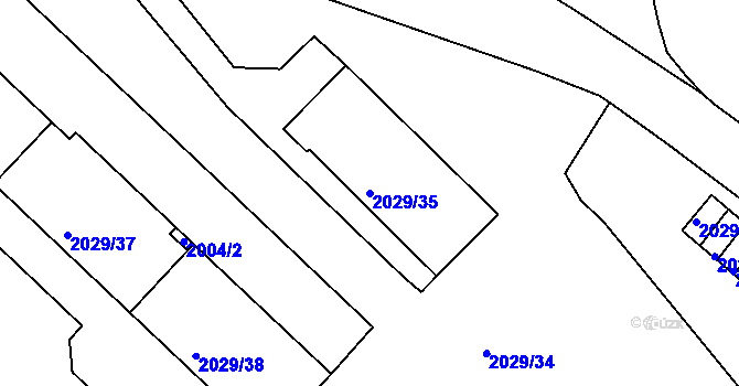 Parcela st. 2029/35 v KÚ Kaplice, Katastrální mapa