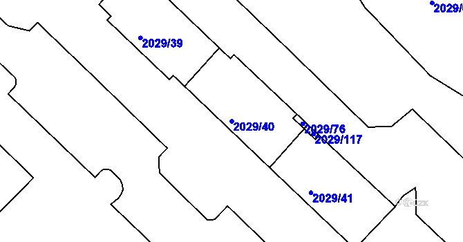 Parcela st. 2029/40 v KÚ Kaplice, Katastrální mapa