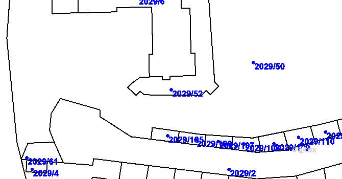 Parcela st. 2029/52 v KÚ Kaplice, Katastrální mapa