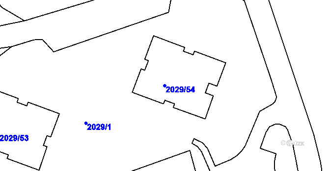 Parcela st. 2029/54 v KÚ Kaplice, Katastrální mapa