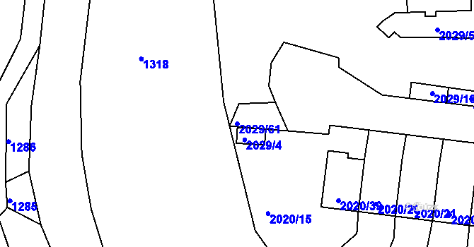 Parcela st. 2029/61 v KÚ Kaplice, Katastrální mapa