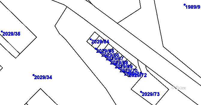 Parcela st. 2029/66 v KÚ Kaplice, Katastrální mapa