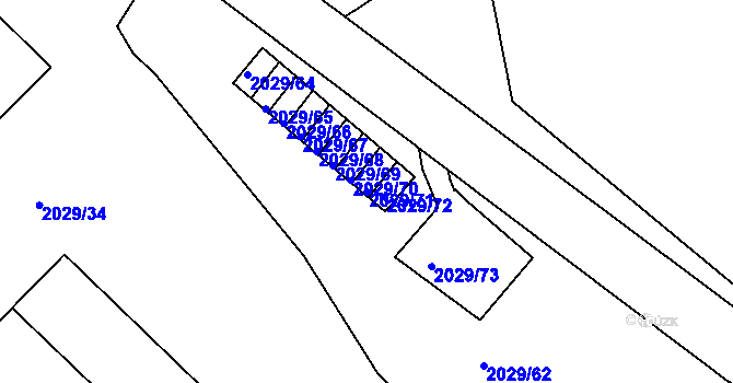 Parcela st. 2029/71 v KÚ Kaplice, Katastrální mapa