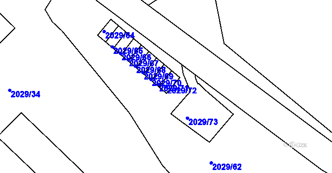 Parcela st. 2029/72 v KÚ Kaplice, Katastrální mapa