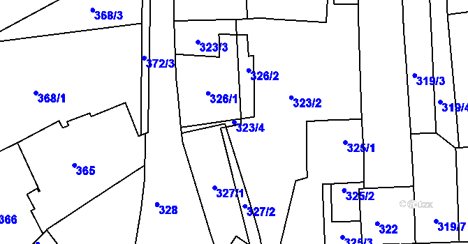 Parcela st. 323/4 v KÚ Kaplice, Katastrální mapa
