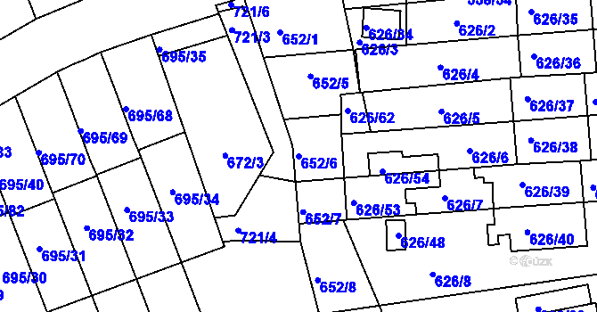 Parcela st. 652/6 v KÚ Kaplice, Katastrální mapa