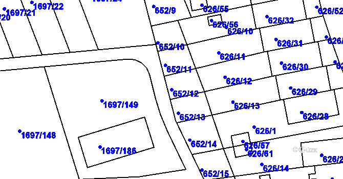 Parcela st. 652/12 v KÚ Kaplice, Katastrální mapa