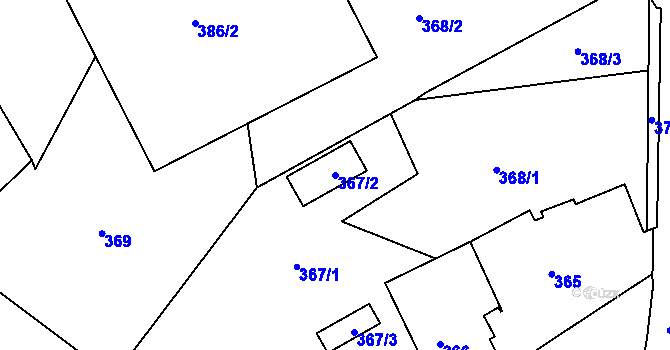 Parcela st. 367/2 v KÚ Kaplice, Katastrální mapa