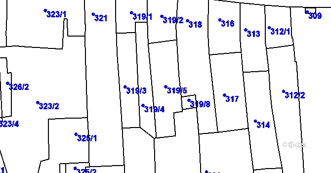 Parcela st. 319/5 v KÚ Kaplice, Katastrální mapa