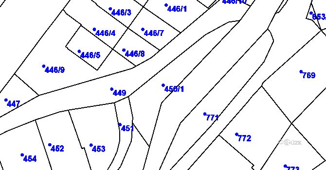 Parcela st. 450/1 v KÚ Kaplice, Katastrální mapa