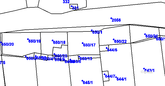 Parcela st. 650/17 v KÚ Kaplice, Katastrální mapa