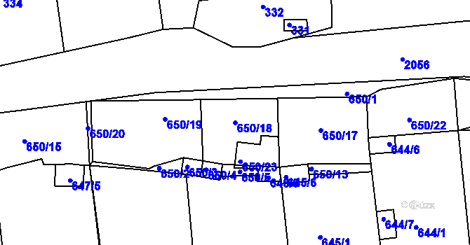 Parcela st. 650/18 v KÚ Kaplice, Katastrální mapa