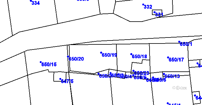 Parcela st. 650/19 v KÚ Kaplice, Katastrální mapa