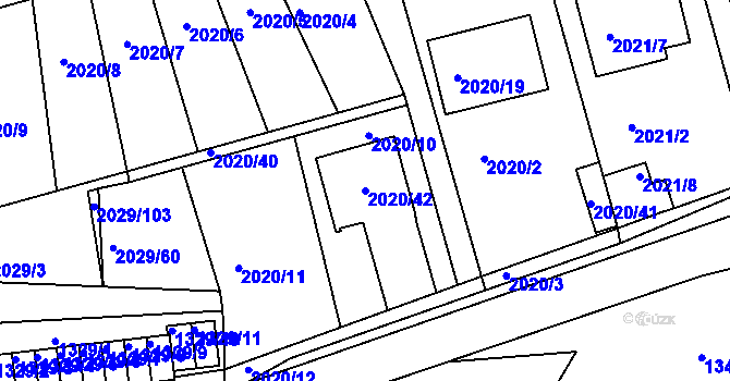 Parcela st. 2020/42 v KÚ Kaplice, Katastrální mapa
