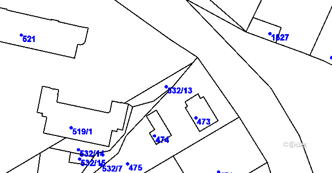 Parcela st. 532/13 v KÚ Kaplice, Katastrální mapa