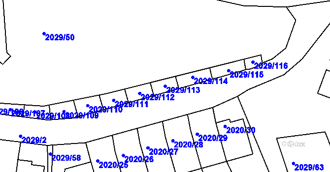 Parcela st. 2029/113 v KÚ Kaplice, Katastrální mapa