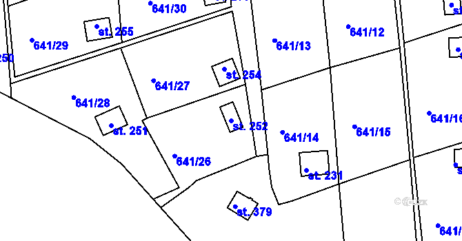 Parcela st. 252 v KÚ Blansko u Kaplice, Katastrální mapa
