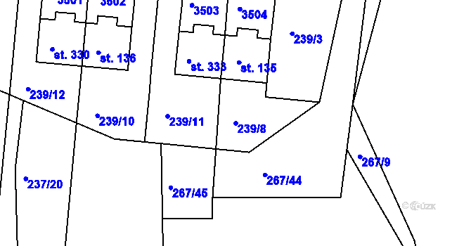 Parcela st. 239/8 v KÚ Blansko u Kaplice, Katastrální mapa