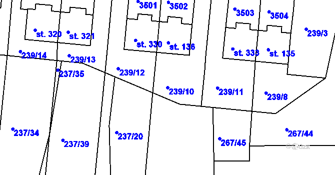 Parcela st. 239/10 v KÚ Blansko u Kaplice, Katastrální mapa
