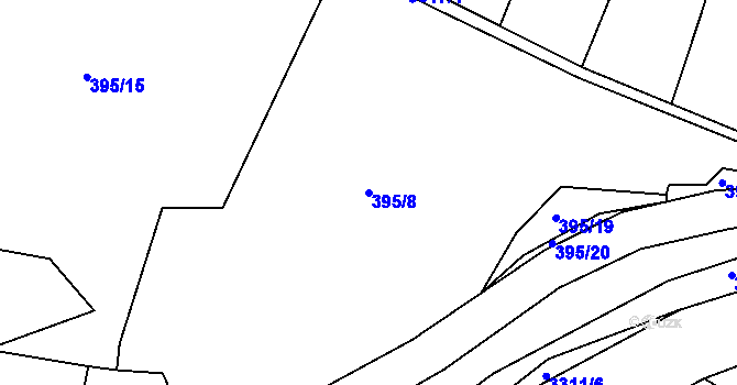 Parcela st. 395/8 v KÚ Blansko u Kaplice, Katastrální mapa