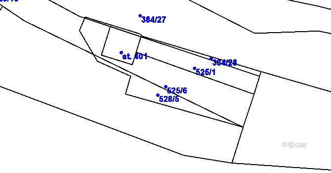 Parcela st. 525/6 v KÚ Blansko u Kaplice, Katastrální mapa