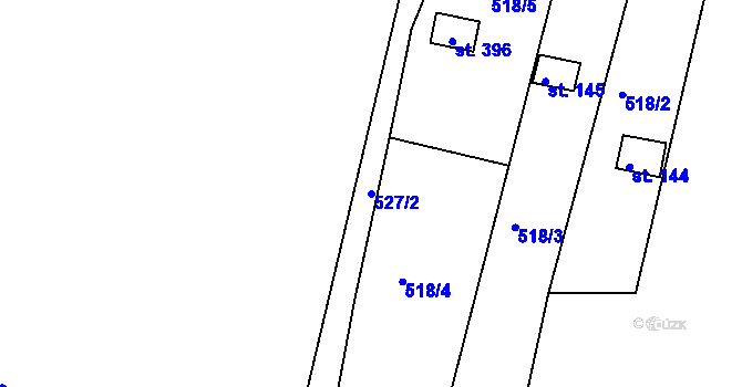 Parcela st. 527/2 v KÚ Blansko u Kaplice, Katastrální mapa