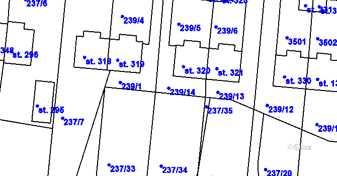 Parcela st. 239/14 v KÚ Blansko u Kaplice, Katastrální mapa