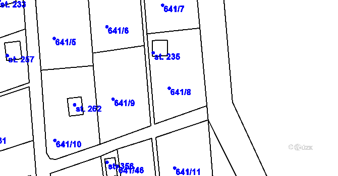 Parcela st. 641/8 v KÚ Blansko u Kaplice, Katastrální mapa