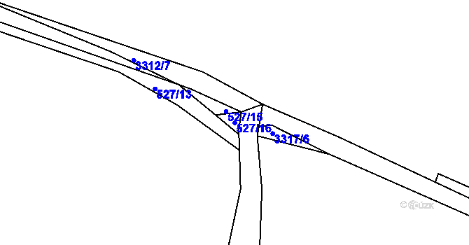 Parcela st. 527/16 v KÚ Blansko u Kaplice, Katastrální mapa