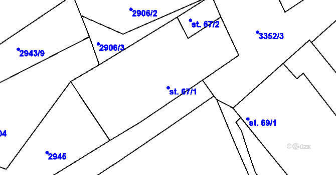 Parcela st. 67/1 v KÚ Hradiště u Kaplice, Katastrální mapa