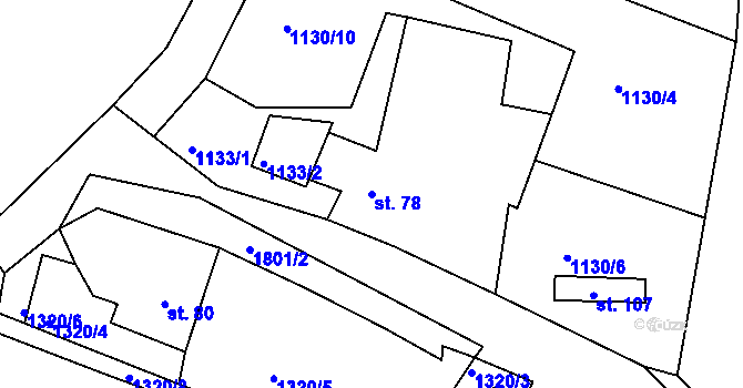 Parcela st. 78 v KÚ Mostky, Katastrální mapa
