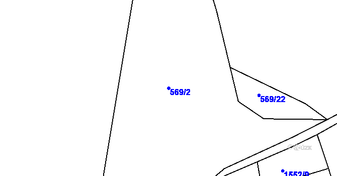 Parcela st. 569/2 v KÚ Mostky, Katastrální mapa