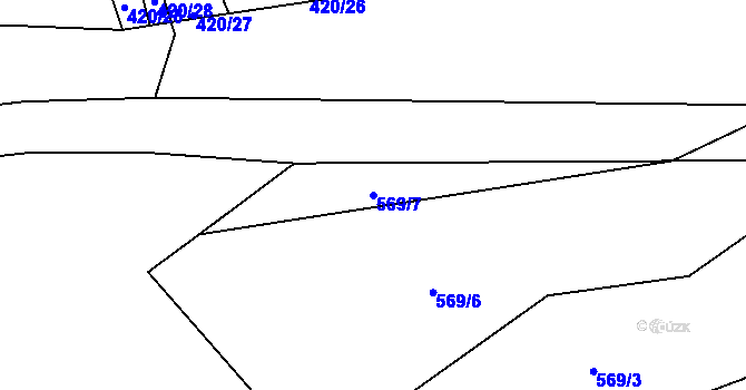 Parcela st. 569/7 v KÚ Mostky, Katastrální mapa