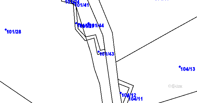 Parcela st. 101/43 v KÚ Mostky, Katastrální mapa