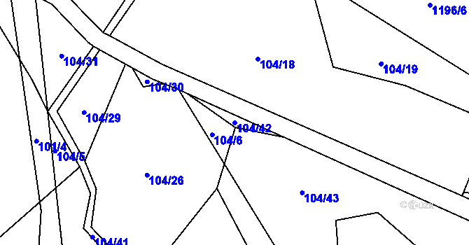 Parcela st. 104/42 v KÚ Mostky, Katastrální mapa