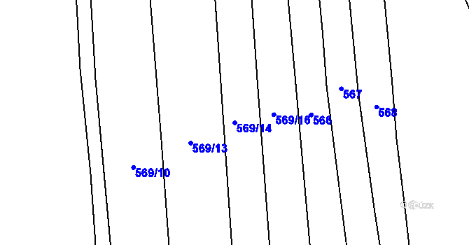 Parcela st. 569/14 v KÚ Mostky, Katastrální mapa