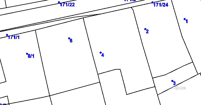 Parcela st. 4 v KÚ Káranice, Katastrální mapa