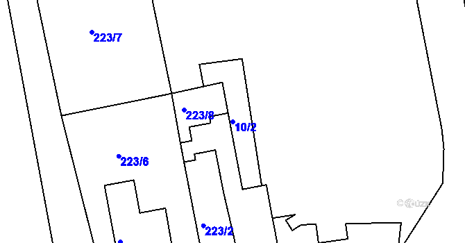 Parcela st. 10/2 v KÚ Káranice, Katastrální mapa