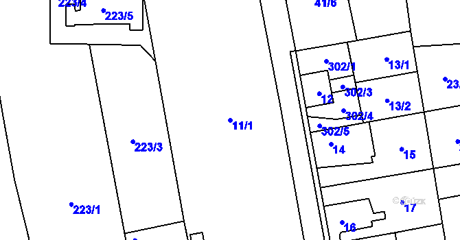 Parcela st. 11/1 v KÚ Káranice, Katastrální mapa