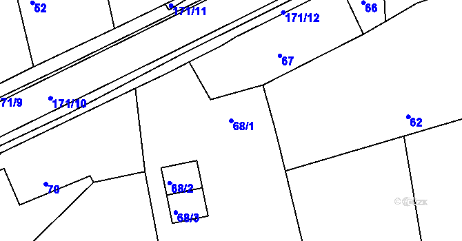 Parcela st. 68/1 v KÚ Káranice, Katastrální mapa
