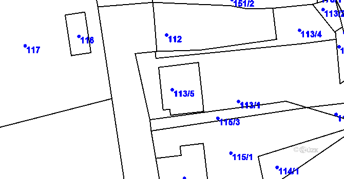 Parcela st. 113/5 v KÚ Káranice, Katastrální mapa