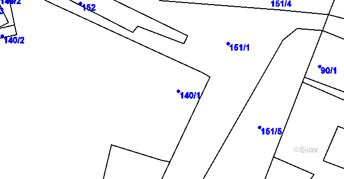 Parcela st. 140 v KÚ Káranice, Katastrální mapa
